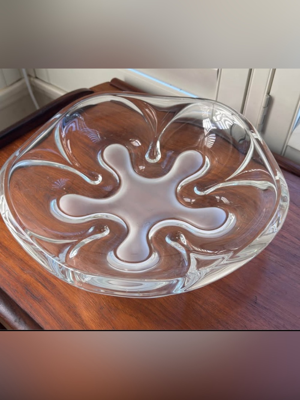 Clear Glass Decorative Bowl with White Center - Home Art